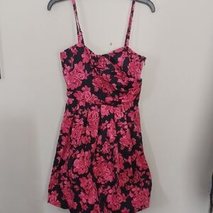 Joyce Leslie Pink FloralSpaghetti-Strap Mini Dress on Black. New With Tags Sz 11